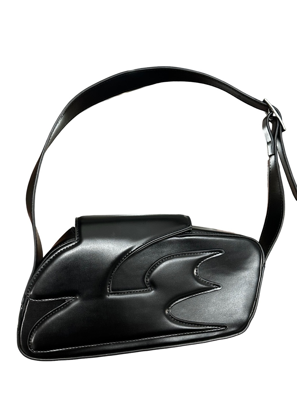 CryingCenter Black Embossed Logo 3D Bag Futuristic Y2K Shoulder Bag